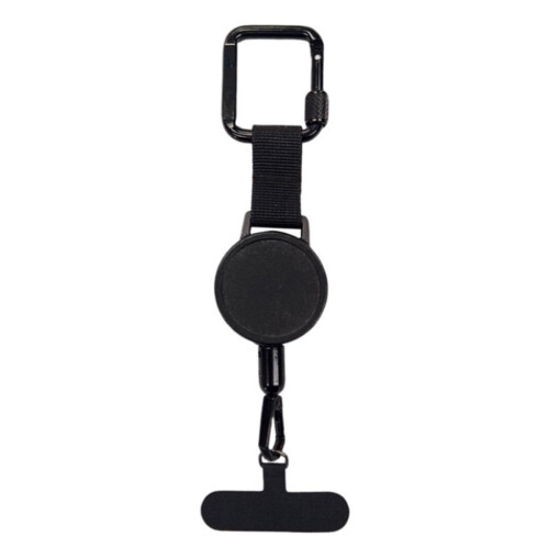 Alça retrátil para celular com mosquetão – Preta