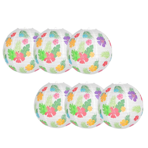 Hawaiian Paper Lanterns Set – 6 Pack, Square, Assorted