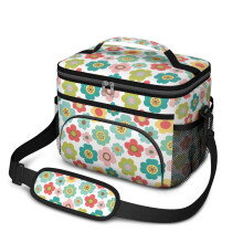 Blomster isoleret madtaske lækagesikker 10x6,7x8 tommer
