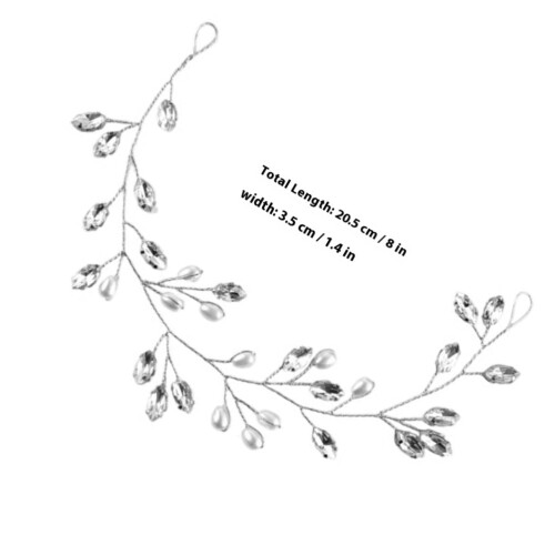 Fermaglio per capelli con strass per acconciature da sposa, colore argento, 1 pezzo 1