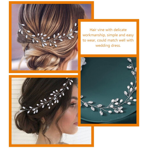Fermaglio per capelli con strass per acconciature da sposa, colore argento, 1 pezzo 2