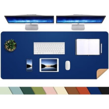 Große Schreibtischunterlage aus Leder mit Naturkork und PU-Leder, rutschfest, wasserfest, geeignet für Büro/Zuhause (Saphirblau, 119 x 58 cm)