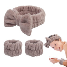Ansigtsvaskepandebånd3-pak hoved- og håndledsbånd til ansigtsvask Spa-pandebånd Blødt makeup-pandebånd Fleece-hudplejepandebånd