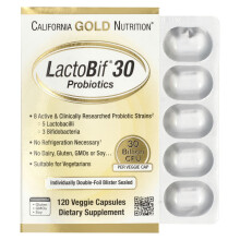 California Gold Nutrition, LactoBif 30 Probiotici, 30 Miliardi CFU, 120 Capsule Vegetariani