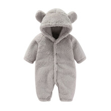 Mono de forro polar con capucha y orejas de oso Lulshou para bebés, pelele grueso de manga larga – Compatible con tallas de 6 meses.