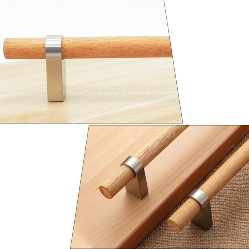 OUNONA Solid Wood Pull Handle Silver Modern Style Cabinet Handle for Home Use Composite Material 3.5 Inch 1