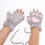 Cat Claw Bear Paw Fingerless Winter Plush Gloves 3
