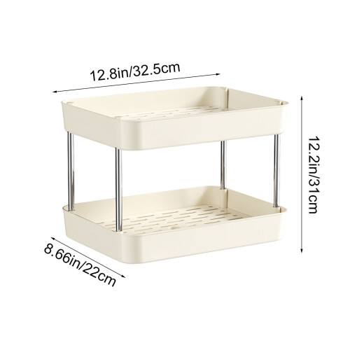 Double Tier Cup Rack, Dining Table Top Cup Organizer Storage, Desktop Tea Coffee Mug Display Shelf for Kitchen, Office 2