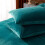 Sammetspåslakanset Queen Size Påfågelblå 5