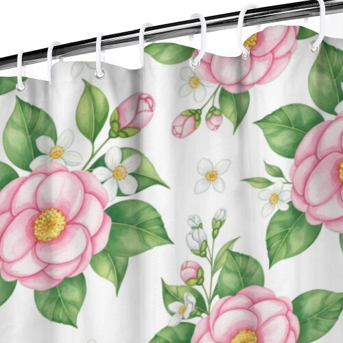 Cortina de chuveiro floral Pioneer Flower 72x72 polegadas com 12 2
