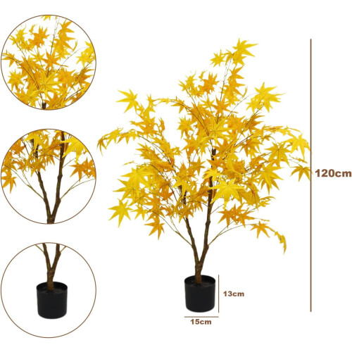1.2M Artificial Red/Yellow Maple Tree, Bionic Potted Tree for Window, Courtyard & Living Room Decoration 2