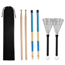 3Stk Leichte Bambus Drum Brushes & Sticks Mit Aufbewahrungstasche