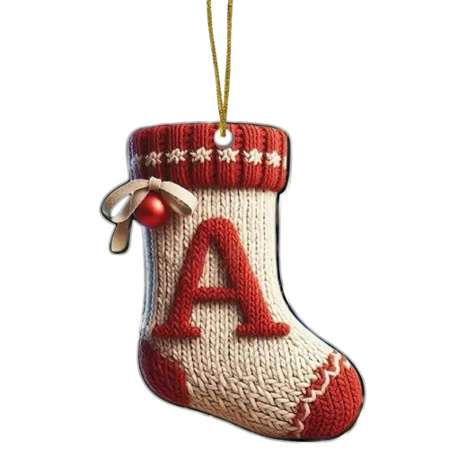 Mini julstrumpor i akryl, 7,5 cm, 26 bokstäver 1