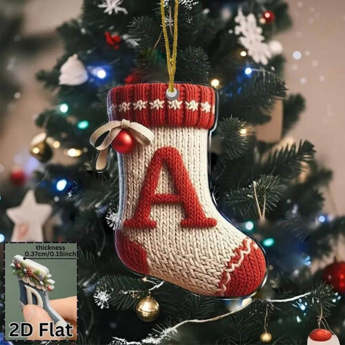 Mini julstrumpor i akryl, 7,5 cm, 26 bokstäver 2