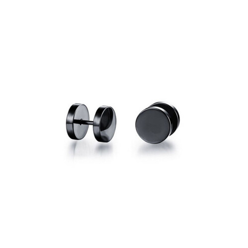 2Pièces D'oreilles Piercing Design Haltère Acier Noir Chic 1