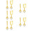 5Paires Boucles D'oreilles Hommes Dorées Claw Design 11