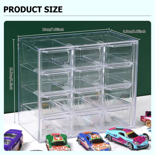 Ακρυλική θήκη βιτρίνας για Hot Wheels, διαφανής οργανωτής 12 θέσεων για μοντέλο 2