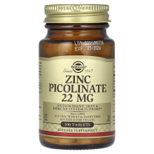 Solgar, Zink Picolnat, 22 mg, 100 Tabletter