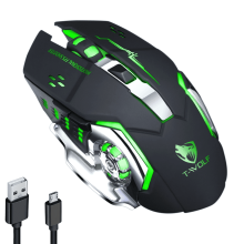 Draadloze gamingmuis met zijknoppen, oplaadbaar.