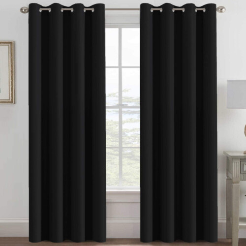 Blackout Curtain Panel 52x96 in Jet Black Grommet