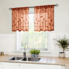 Burnt Orange Sheer Curtains 30 x 24 in, 2 Panels,