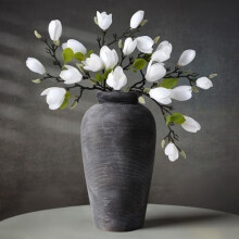Large Rustic Ceramic Vase – 11 in, Bronze Finish