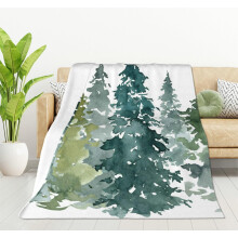 Watercolor Grey Fir Trees Forest Blanket,Coniferous Tree Decor Blankets Soft Warm Throw for Women Birthday, Home Living Room Decoration 40"x50"