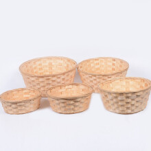 3pcs 6" Round Woven Bamboo Baskets
