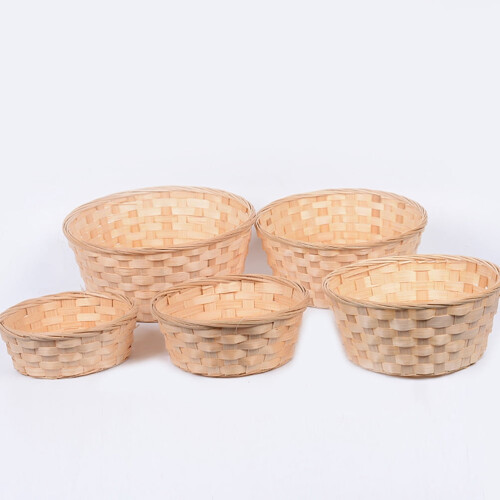 3pcs 6" Round Woven Bamboo Baskets