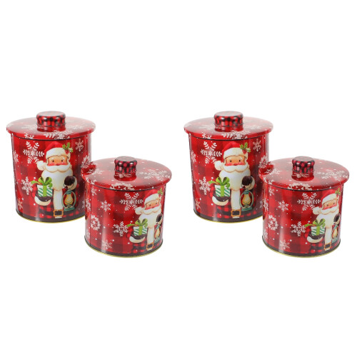 4Pièces Boîtes Métalliques Noël Multi Fonction Pour Conserves Biscuits 2