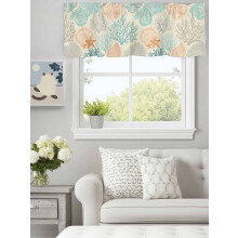 Ocean Coral Shell Valance with Rod Pocket 60x18 in