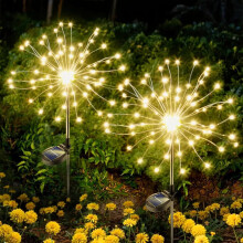 2-pakning med 120 LED solcelledrevne hagelys, vanntett og fargerik utendørsdekorasjon for hage, terrasse, gangsti, blomsterpotte og jul –