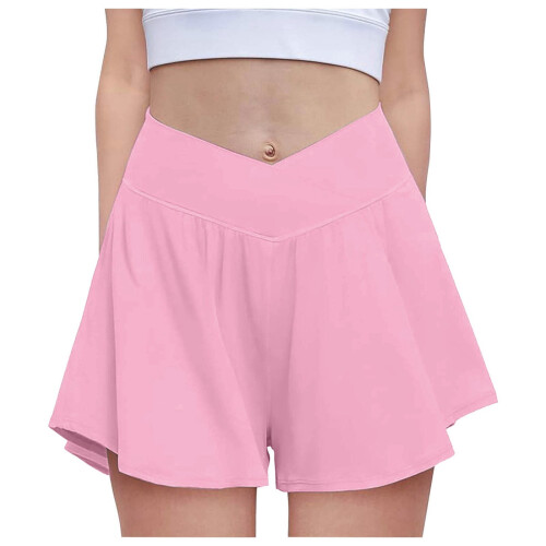 Σορτς για κορίτσια με επένδυση spandex, 2 σε 1, αθλητικό σορτς τρεξίματος με τσέπες,