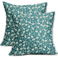 Capas de almofada verde-azulado com estampa floral vintage (2 peças)