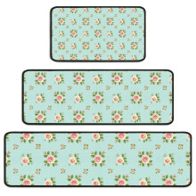 Ensemble de 3 tapis de cuisine à motifs floraux Pioneer Flower (43 x 76 cm, 43 x 119 cm, 43 x 150 cm), antidérapants et lavables, compatibles avec