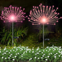 Luci solari a forma di fuochi d'artificio rosa 120 LED 40 piedi Cavo in rame 2 pezzi