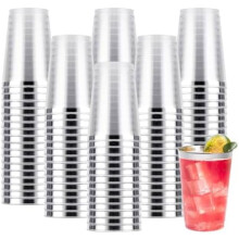 200PCS 12oz Silver Plastic Cups for Party, Disposable Silver Cups, Plastic Cocktail Glasses for Wedding Thanksgiving, Christmas, and Parties