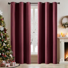 Rideaux occultants rouge bordeaux 40 x 96 po, 2 panneaux, isolation thermique, réduction du bruit, œillets – Compatibles avec les tringles