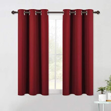 Burgundy Blackout Curtains, W34xL48, Set of 2, Triple Weave Grommet Thermal Insulated Light Blocking Panels for Bedroom/Bathroom/Living Room