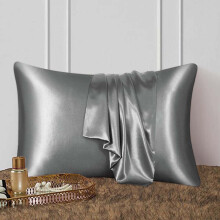Taie d'oreiller en satin pour les cheveux et la peau, taie d'oreiller en satin de soie (1 pièce), housse d'oreiller douce avec fermeture