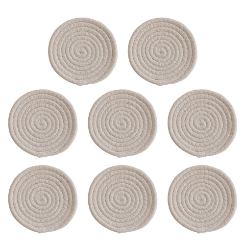 8 Pack Cotton and Linen Coasters 11cm Round