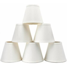 Ensemble de 6 petits abat-jour pour lustre, 7,6 x 15,2 x 12,7 cm, en lin blanc, fixation par pince.