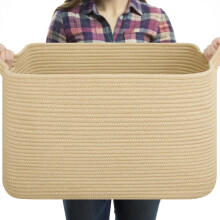 Grand panier à couvertures, rangement pour couvertures en jute pour salon, paniers rectangulaires tressés pour ranger jouets, serviettes, linge