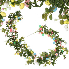 Guirlande d'œufs de Pâques Comefolife 78,74" avec fleurs et feuilles – Décoration printanière pour cheminée, table, intérieur/extérieur –