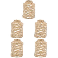 Ensemble de 5 lampes suspendues avec abat-jour en bambou, style rustique et pratique.