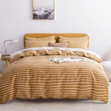 Cotton Twin Duvet Cover Set with Zipper Rust White Striped