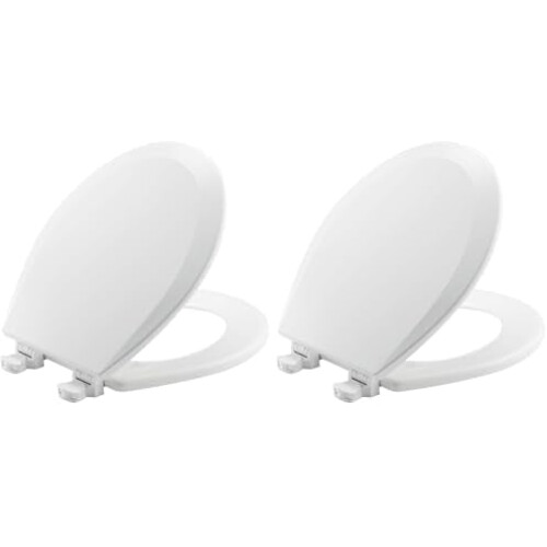 Avlång toalettsits i trä, bomullsvit, 1-pack
