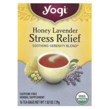 Yogi Tea, Stress Verlichting, Honing Lavendel, Koffievrij, 16 Thee Zakjes, 1.02 oz (29 g)