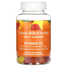 California Gold Nutrition, Vitamin D3 Gummies, Citrom, Narancs és Szeder, 2,000 IU, 90 Gummies (1,000 IU per Gummy)