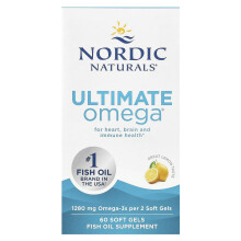 Nordic Naturals, Ultimate Omega, Citroen, 1.280 mg, 60 Zachte Gelcapsules (640 mg per Zachte Gelcapsule)